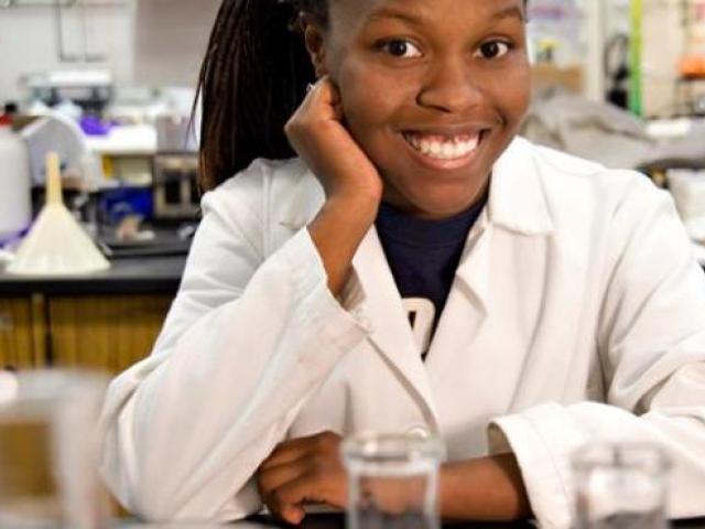 student in lab