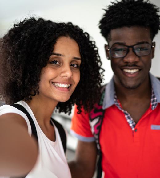 selfie of male and female students