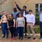 group of redwood seed scholars cheering
